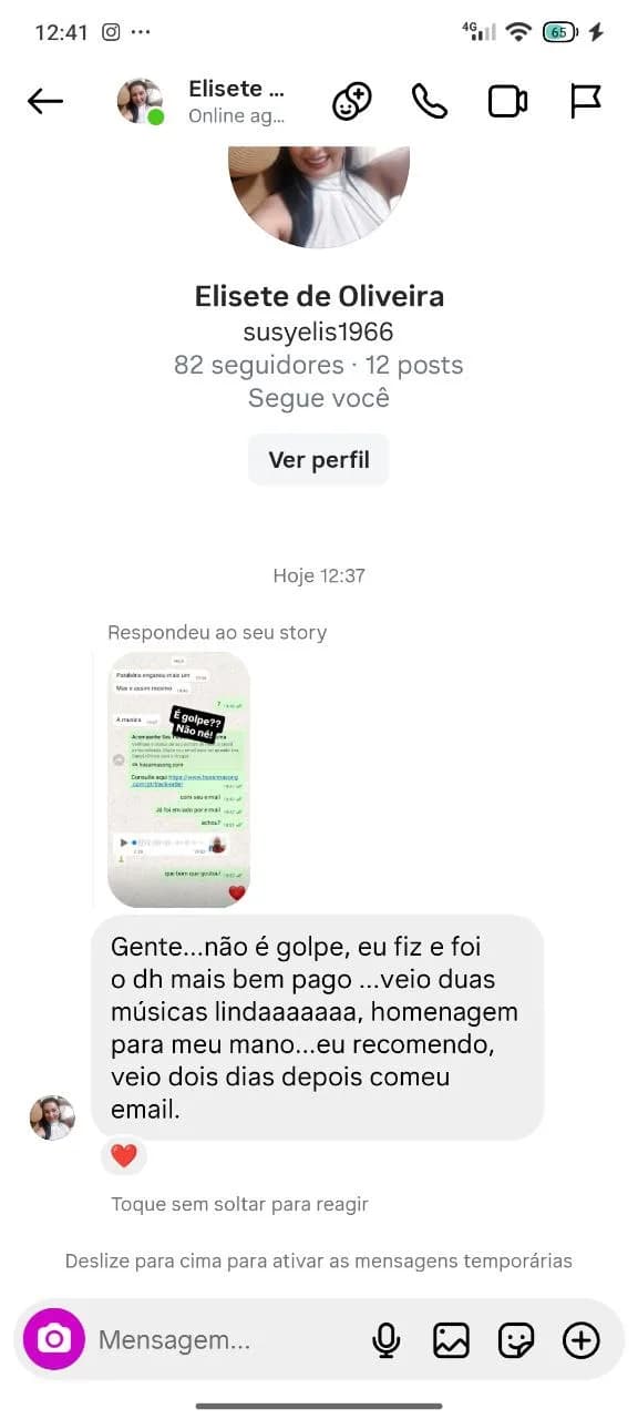 Depoimento de cliente Canção Divina