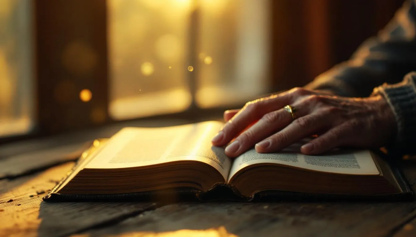 Memorial song for a parent cover image showing a quiet remembrance table with a lit candle, white flowers, a folded program with blurred text, and headphones in soft window light.